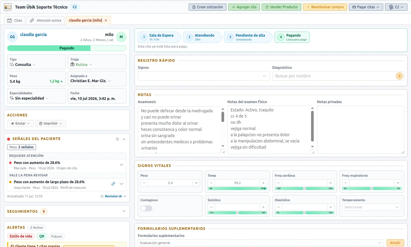 Übik veterinary software interface
