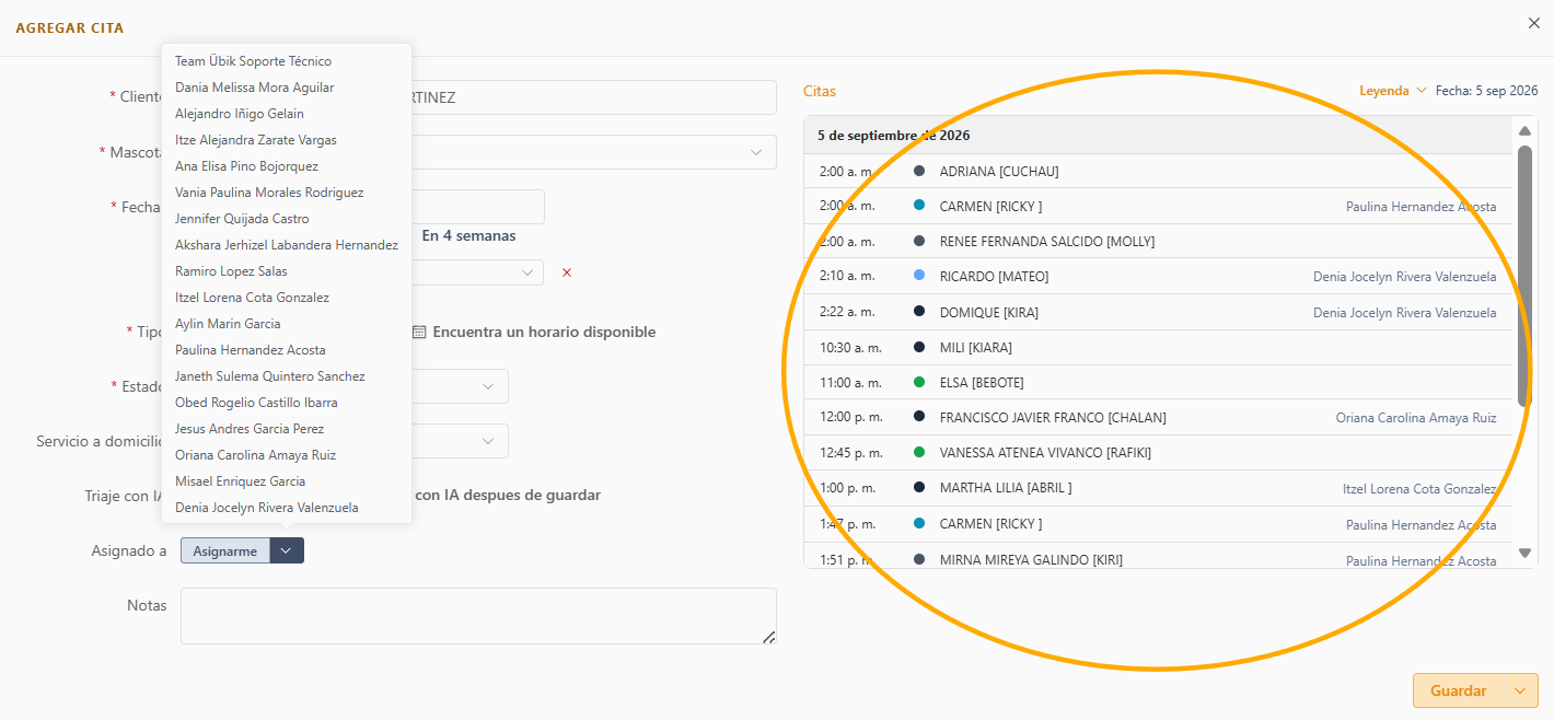 Assign a veterinarian while creating the appointment