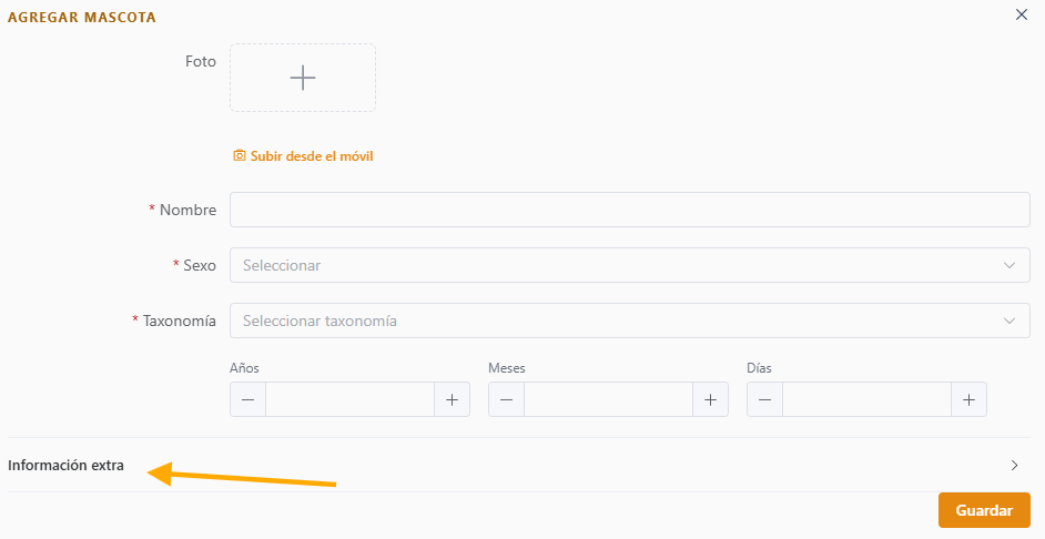 Required pet fields in the Add Pet tab