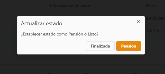 Elegir si una hospitalización o pensión está finalizada
