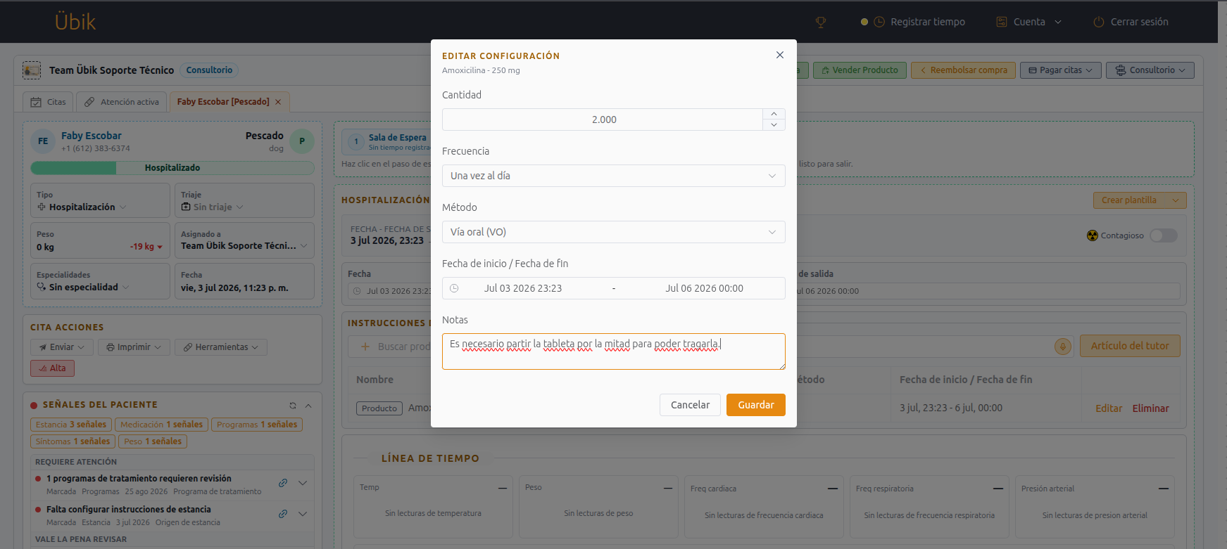 Configure a hospitalization instruction