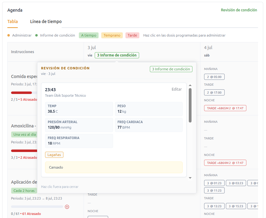 Preview condition checks from the schedule table