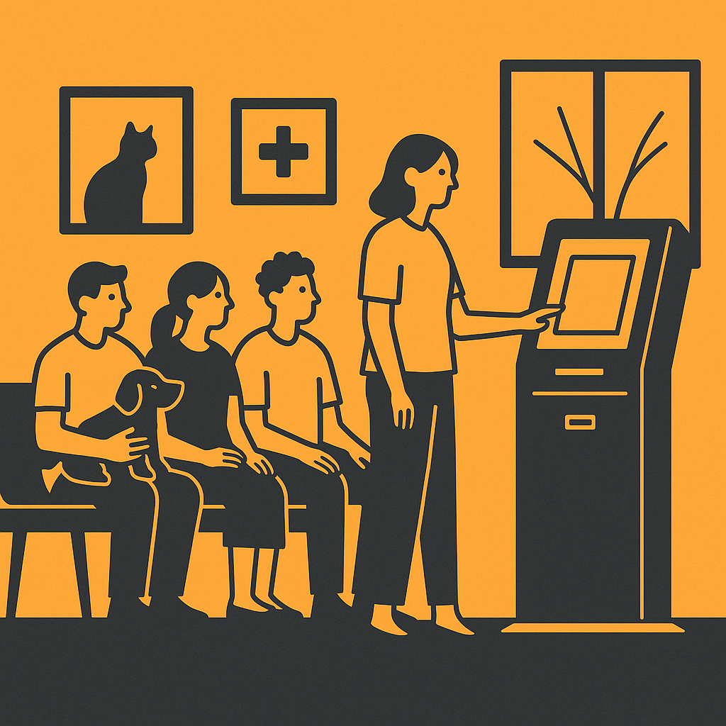 How Kiosks and Lobby Screens Reduce Workload and Improve Flow in Veterinary Clinics