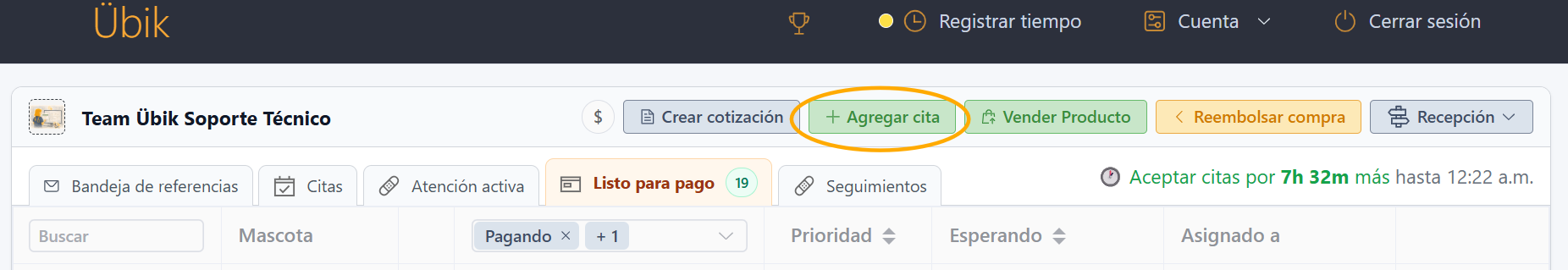 Botón Crear cotización en el Portal de Recepción