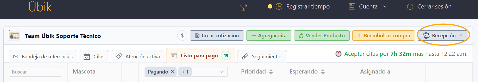 Control de Ubicación de trabajo en el Portal de Recepción